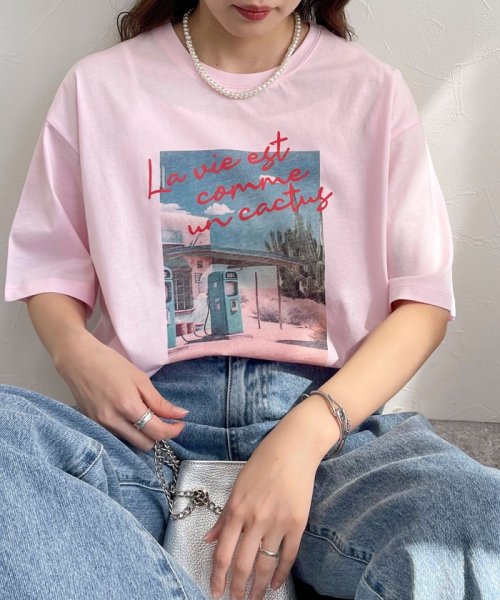 fredy emue(フレディエミュ)/【新色登場】シルケットPHOTO Tシャツ/ベビーピンク