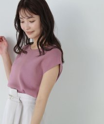 NATURAL BEAUTY BASIC(ナチュラルビューティーベーシック)/総針ベーシックシリーズ Vネックニット/フィグピンク