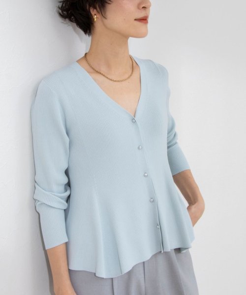 《手洗い可能》リブフレアVネックカーディガン 人気・おすすめ｜使いやすい・旅行におすすめ 品質保証 全国発送 日本国内発送・最短翌日お届け