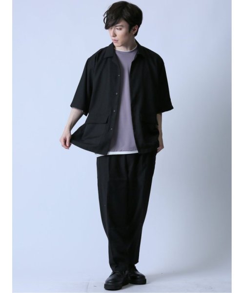 semanticdesign(セマンティックデザイン)/オープンカラー半袖シャツ&アンクルパンツ/ブラック