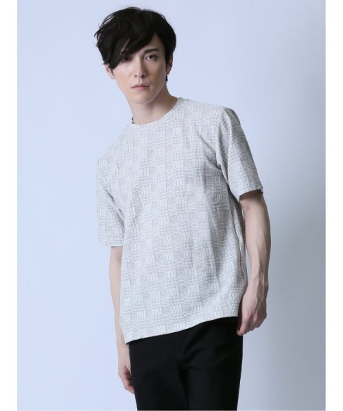 semanticdesign(セマンティックデザイン)/エンボスワッフル クルーネック半袖Tシャツ/ホワイト