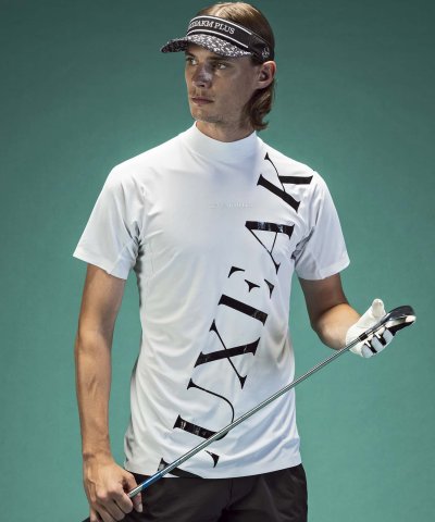 LUXEAKMPLUS(リュクスエイケイエムプラス)ゴルフ ロゴデザイン半袖モッ