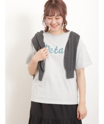 Samansa Mos2(サマンサ　モスモス)/ロゴ刺繍Tシャツ/サックス