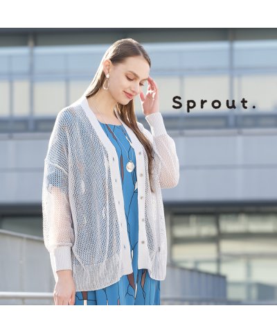 【Sprout.】メッシュ透かし編みニットカーディガン