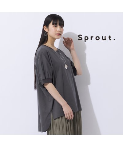 【Sprout.】リブ使い　プルオーバーコットンTシャツ［同素材アイテム有］