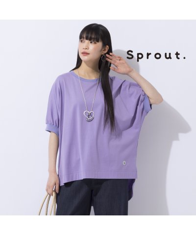 【Sprout.】リブ使い　プルオーバーコットンTシャツ［同素材アイテム有］