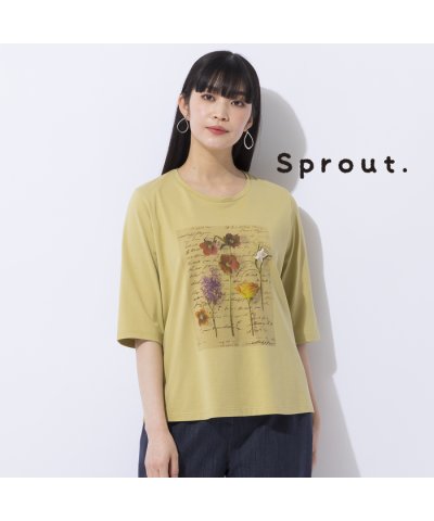 【Sprout.】フラワープリント　コットンTシャツ［同素材アイテム有］