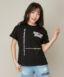 SISTER JENNI(シスタージェニィ)/ランダムロゴ肩あきフレンチT/ブラック