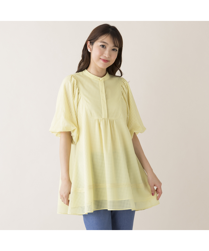 美品☆ローズティアラシアーチェック柄ブラウス淡ピンク大きいサイズ46（15〜17 美品☆ローズティアラシアーチェック柄ブラウス淡ピンク大きい