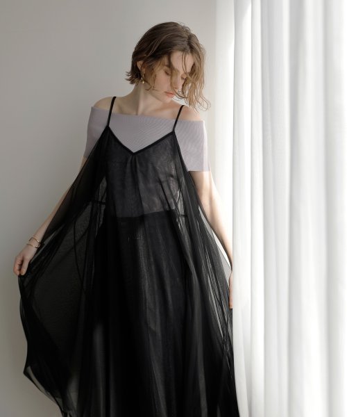 MIELI INVARIANT(ミエリ インヴァリアント)/Mesh Sheer Layer Dress/ブラック