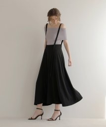 MIELI INVARIANT(ミエリ インヴァリアント)/Asymmetry Strap Flare Skirt/ブラック
