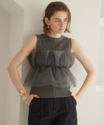 MIELI INVARIANT(ミエリ インヴァリアント)/Tulle Mix Bistier Tops/グレー