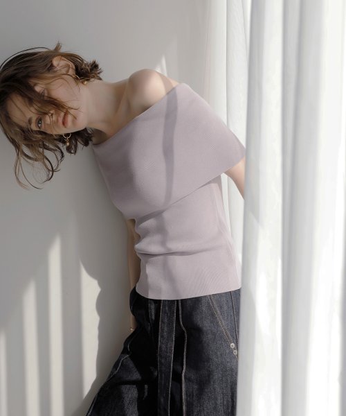 MIELI INVARIANT(ミエリ インヴァリアント)/Flatting Off Shoulder Top/グレー