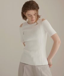 MIELI INVARIANT(ミエリ インヴァリアント)/Cut Open Panel Knit Tops/ホワイト