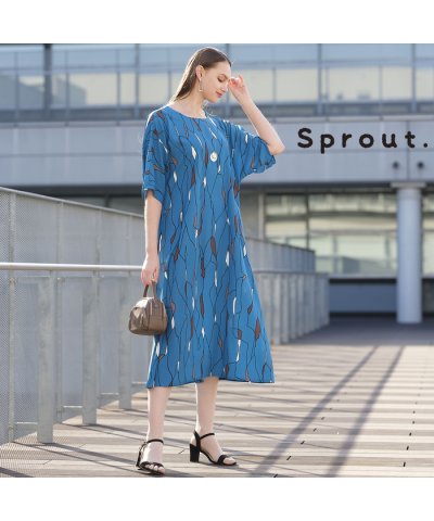 【Sprout.】幾何プリント　プルオーバーワンピース