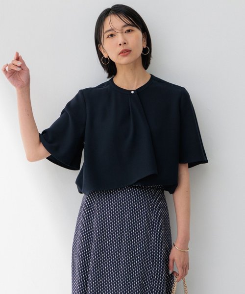 NIJYUSANKU（SMALL SIZE）(23区（小さいサイズ）)/【洗える】ストレッチジョーゼット アシンメトリー カットソー/ネイビー系