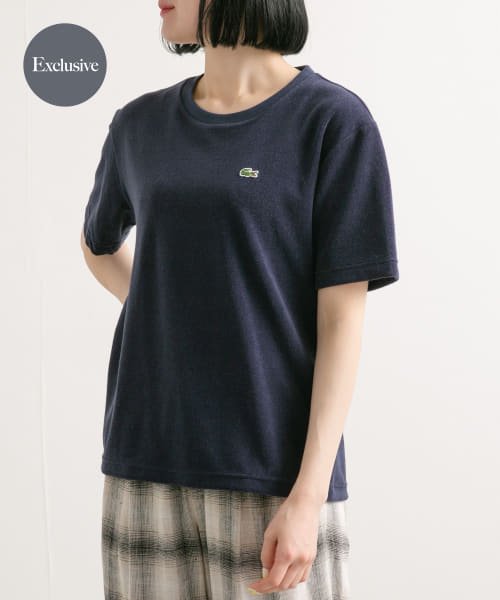 URBAN RESEARCH DOORS(アーバンリサーチドアーズ)/『別注』LACOSTE×DOORS　パイルクルーネックTシャツ/ネイビー