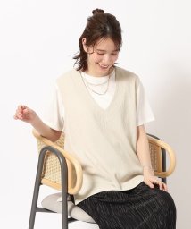 SHOO・LA・RUE(シューラルー)/【洗える/2点セット】ポコポコVネックベスト＋Tシャツ/ライトグレー（011）