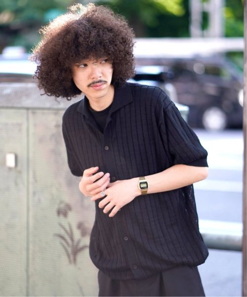 PULP(パルプ)/【ALLEGE / アレッジ】LINEN SS KNIT SHIRT/ブラック