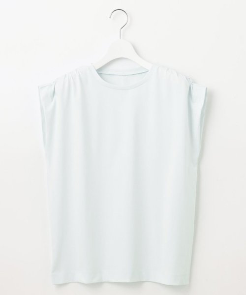 JIYU-KU（SMALL SIZE）(自由区（小さいサイズ）)/【カタログ掲載・洗える】タックギャザーネック Tシャツ/サックス