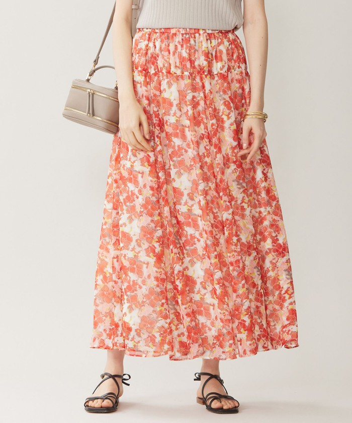 オレンジ系｜Aラインスカート｜自由区 (Lサイズ)(ジユウクエル)｜阪急