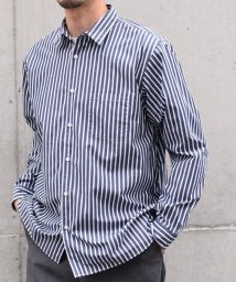 SHIPS any MEN(シップス　エニィ　メン)/SHIPS any: ストライプ / ソリッド リラックス レギュラーカラー シャツ 24SS◆/ロイヤルブルー