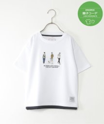 ikka kids(イッカ　キッズ)/【親子おそろい】裾レイヤー刺繍Tシャツ（120〜160cm）/ホワイト