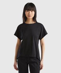 BENETTON (women)(ベネトン（レディース）)/クルーネックバックプリーツ半袖Tシャツ・カットソー/ブラック
