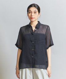 BEAUTY&YOUTH UNITED ARROWS(ビューティーアンドユース　ユナイテッドアローズ)/ジャカードシフォン ショートスリーブ シャツ/NAVY