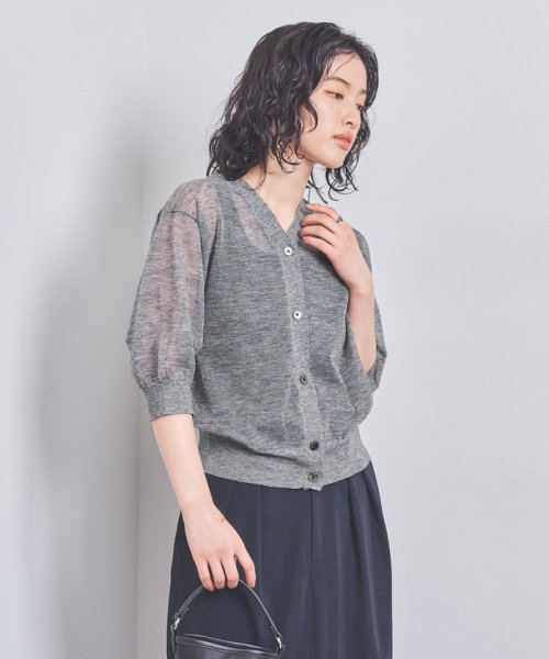 UNITED ARROWS(ユナイテッドアローズ)/シアー Vネック カーディガン 5SL/MD.GRAY