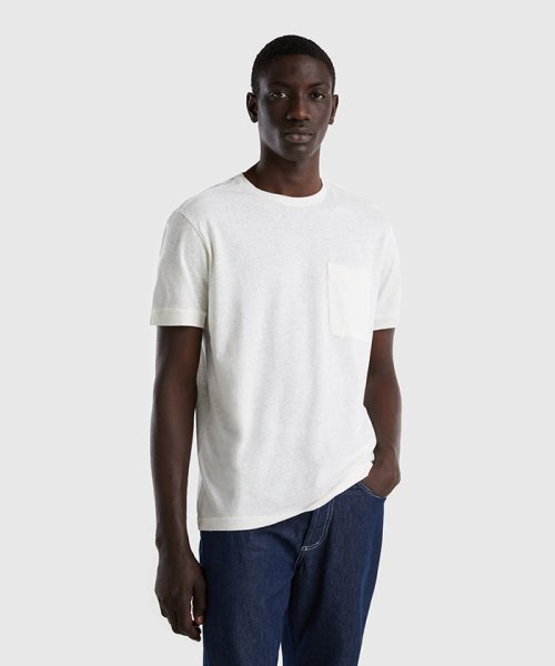 BENETTON (mens)(ベネトン（メンズ）)/クルーネック胸ポケット半袖Tシャツ・カットソー/ホワイト