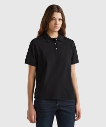 BENETTON (women)(ベネトン（レディース）)/ブランドロゴ刺繍入り半袖ポロシャツ/ブラック