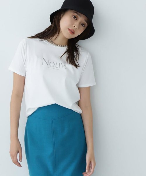 NATURAL BEAUTY BASIC(ナチュラルビューティーベーシック)/箔ロゴプリントTシャツ/オフ1