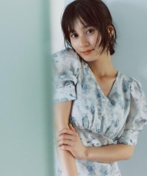 NATURAL BEAUTY BASIC/タックスリーブフラワープリントワンピース/506034360