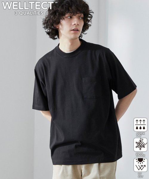 coen(coen)/【WELLTECT】ベーシックポケットTシャツ（WEB限定カラー）/BLACK