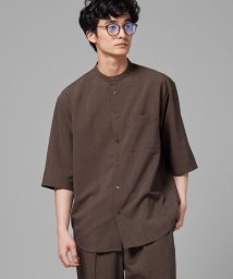 COMME CA ISM MENS/ファンクショナル リネンライク バンドカラー 七分袖シャツ/506035951