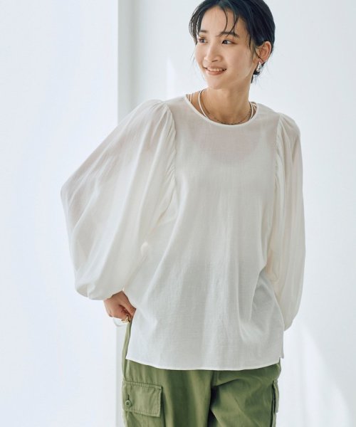 セール】ハイツイストボイルコットンボリュームスリーブブラウス  