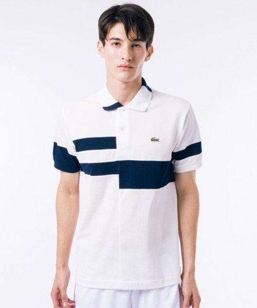 LACOSTE Mens(ラコステ　メンズ)/L.12.12.カラーブロック鹿の子 半袖ポロシャツ/ホワイト