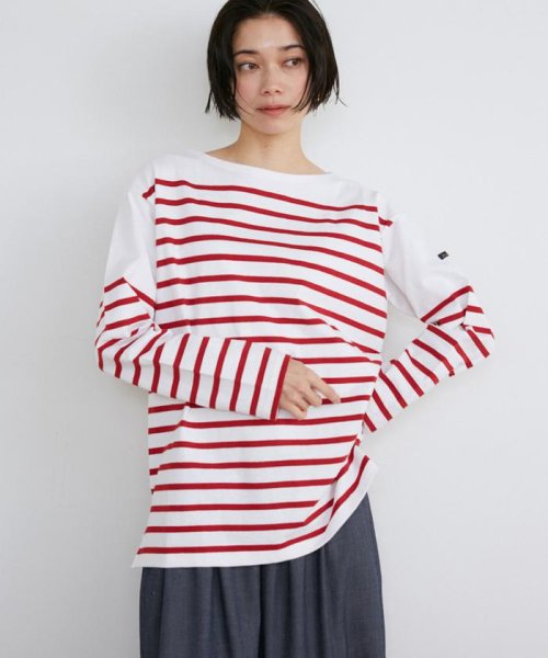 INED(イネド)/《SUPERIOR CLOSET》JEANNEパネルボーダービッグTシャツ《Le minor》/レッド