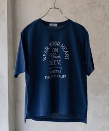 MAC HOUSE(women)/NAVY ネイビー 5分袖アーチプリントTシャツ 115426742/506042321