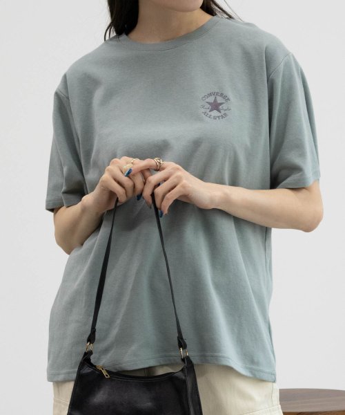 MAC HOUSE(women)(マックハウス（レディース）)/CONVERSE コンバース ポンチ素材 バック刺繍Tシャツ 4282－9804/アオミドリ