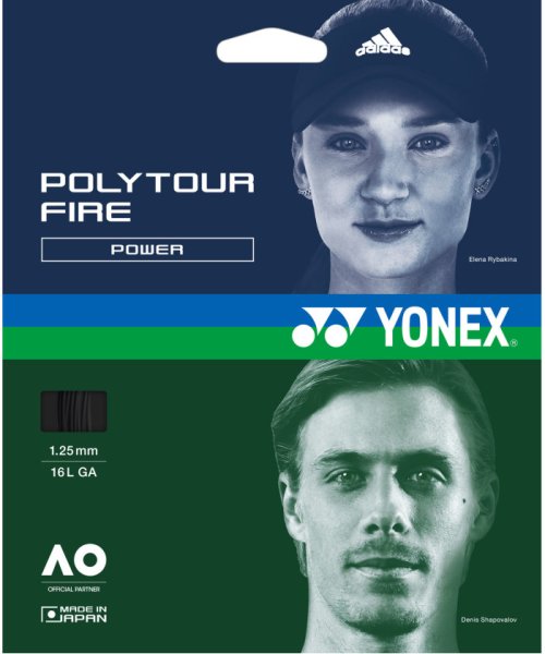 Yonex(ヨネックス)/Yonex ヨネックス テニス ポリツアーファイア125 ガット スピード SIF製法 スナップバ/ブラック