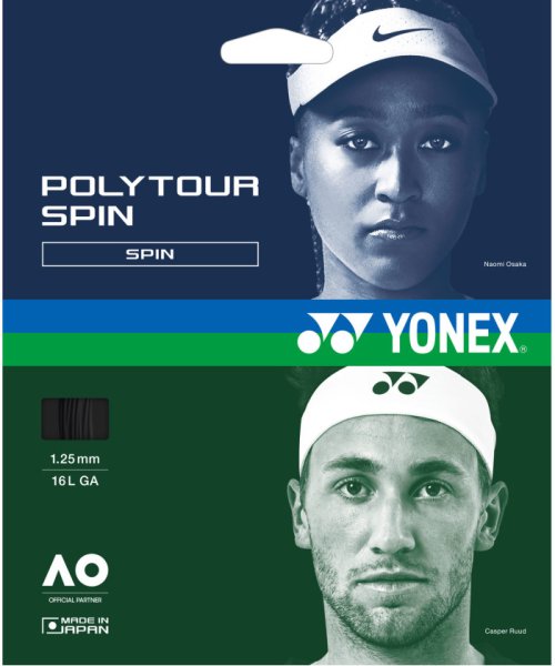 Yonex(ヨネックス)/Yonex ヨネックス テニス ポリツアースピン ガット ストリング 耐久性 サーモプレスト/ブラック
