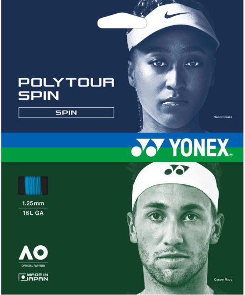 Yonex(ヨネックス)/Yonex ヨネックス テニス ポリツアースピン ガット ストリング 耐久性 サーモプレスト/ブルー