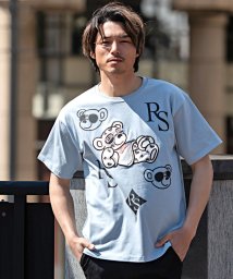 SB Select(エスビーセレクト)/RUMSODA PT×PUアップリケ刺繍セミBIG半袖クルーTシャツ/サックス