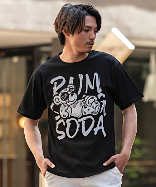 SB Select(エスビーセレクト)/RUMSODA PT×ワッペン刺繍セミBIG半袖クルーTシャツ/ブラック