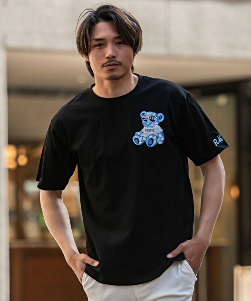 SB Select(エスビーセレクト)/RUMSODA ベア刺繍セミBIG半袖クルーTシャツ/ブラック