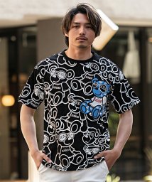 SB Select(エスビーセレクト)/RUMSODA パネルPT×ツイルアップリケ刺繍セミBIG半袖クルーTシャツ/ブラック