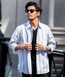 SB Select(エスビーセレクト)/LOUIS CHAVLON 半袖Tシャツ付きドビーストライプ5分袖シャツ/ホワイト