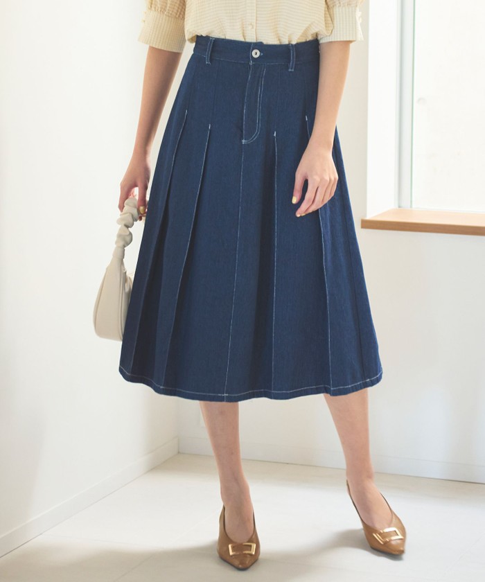 セール】【洗える】プリーツデニム スカート(506047592) | フェルゥ  